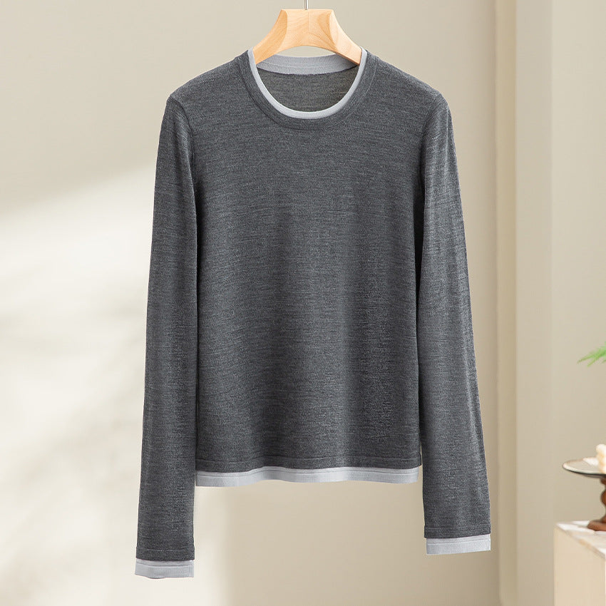 Color blocking round neck slim fit top