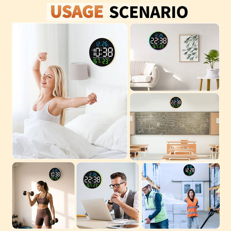 10 Inch Digital Wall Clock featuring TEMP Humidity Date Week Timer with Remote DST LED Alarm Clock