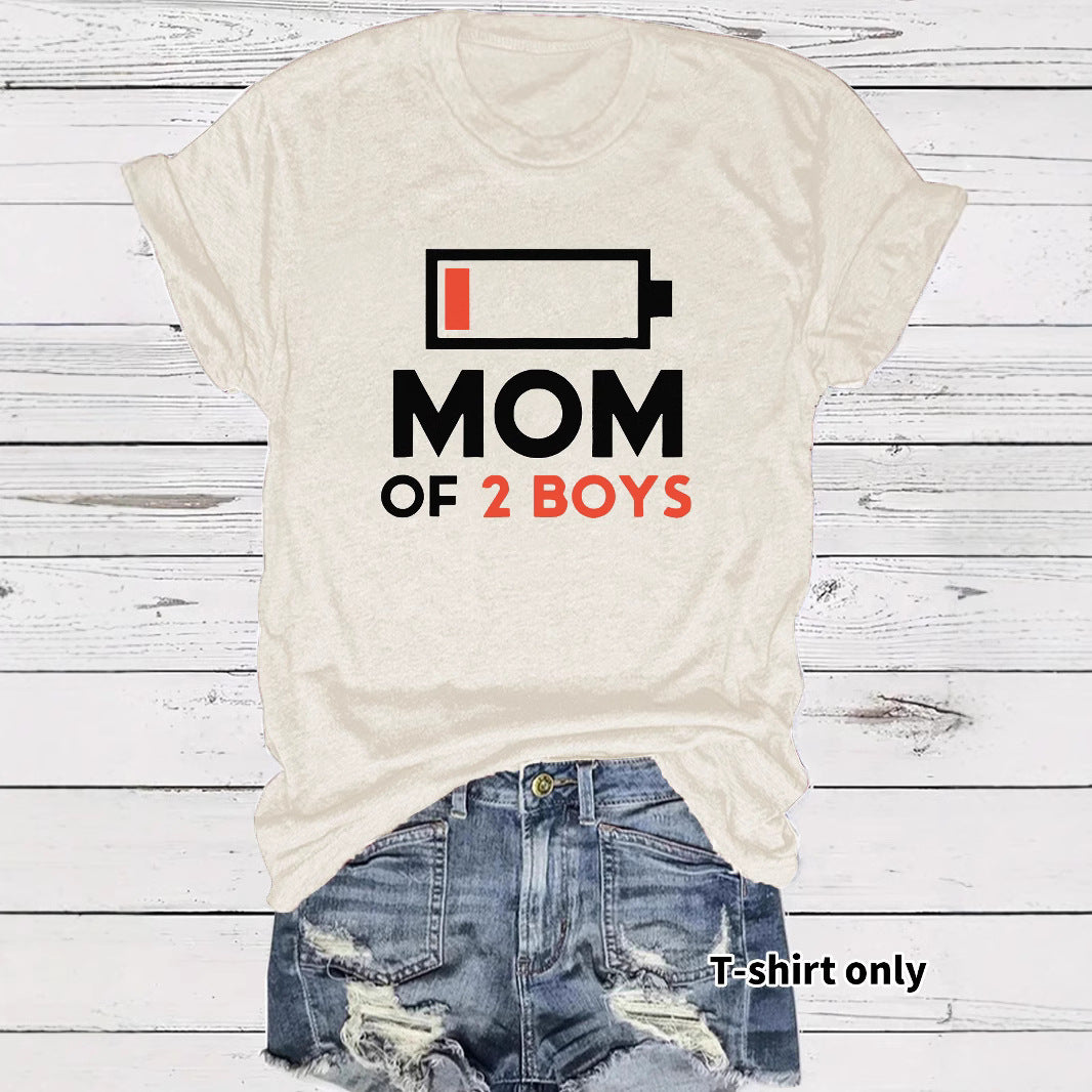 Two boys' mothers wearing t-shirts