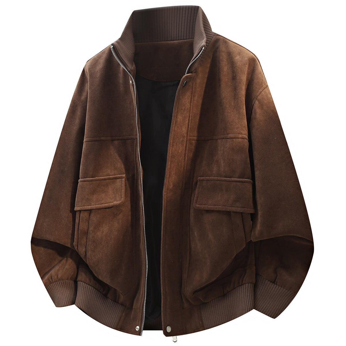 Vintage Fuzzy Fabric Stand Collar Loose Fit Men's Workwear Jacket