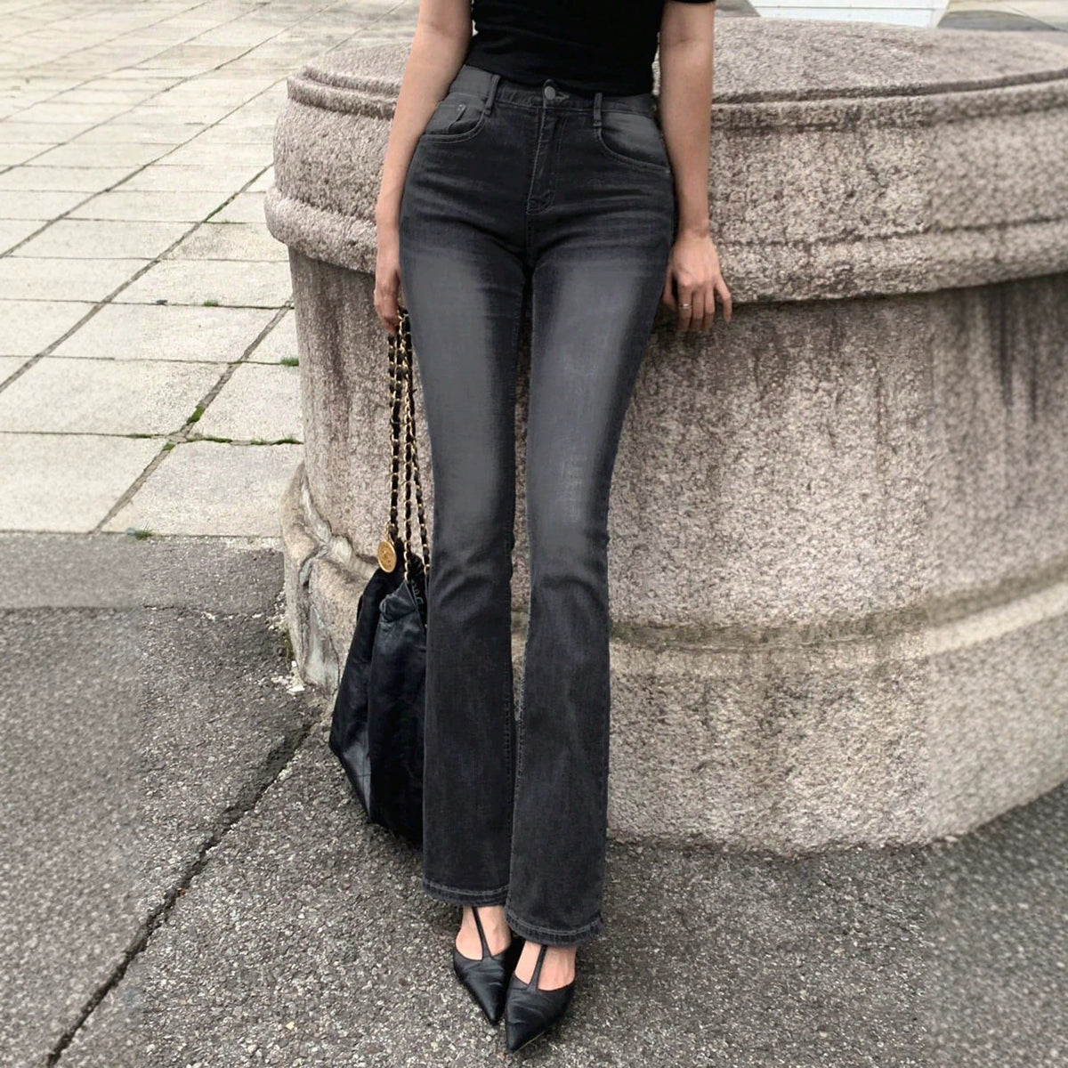 Summer Women's Fashionable Charming Flared Denim Pants, Versatile, Simple and Elegant Long Pants