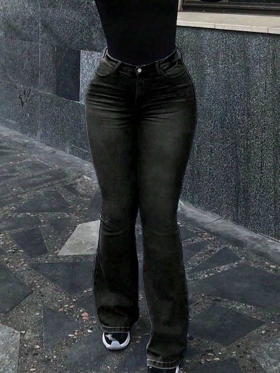 Summer Women's Fashionable Charming Flared Denim Pants, Versatile, Simple and Elegant Long Pants