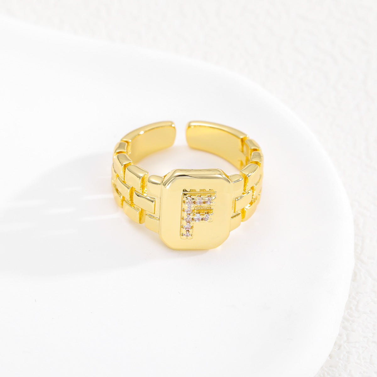 European and American ring letter series jewelry strap design letter opening ring