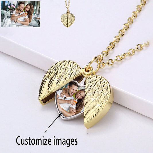 Custom-Made, Ships in 1-2 Days Angel Wings Love Heat Transfer Printing Necklace