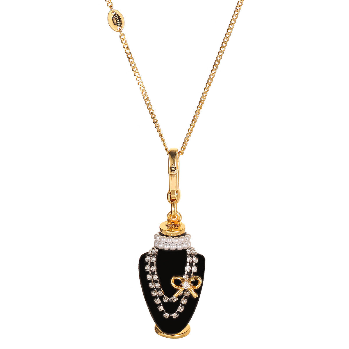 Crystal zircon pearl bow black pendant necklace pendant