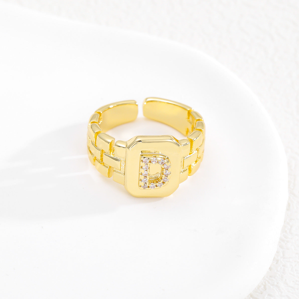 European and American ring letter series jewelry strap design letter opening ring