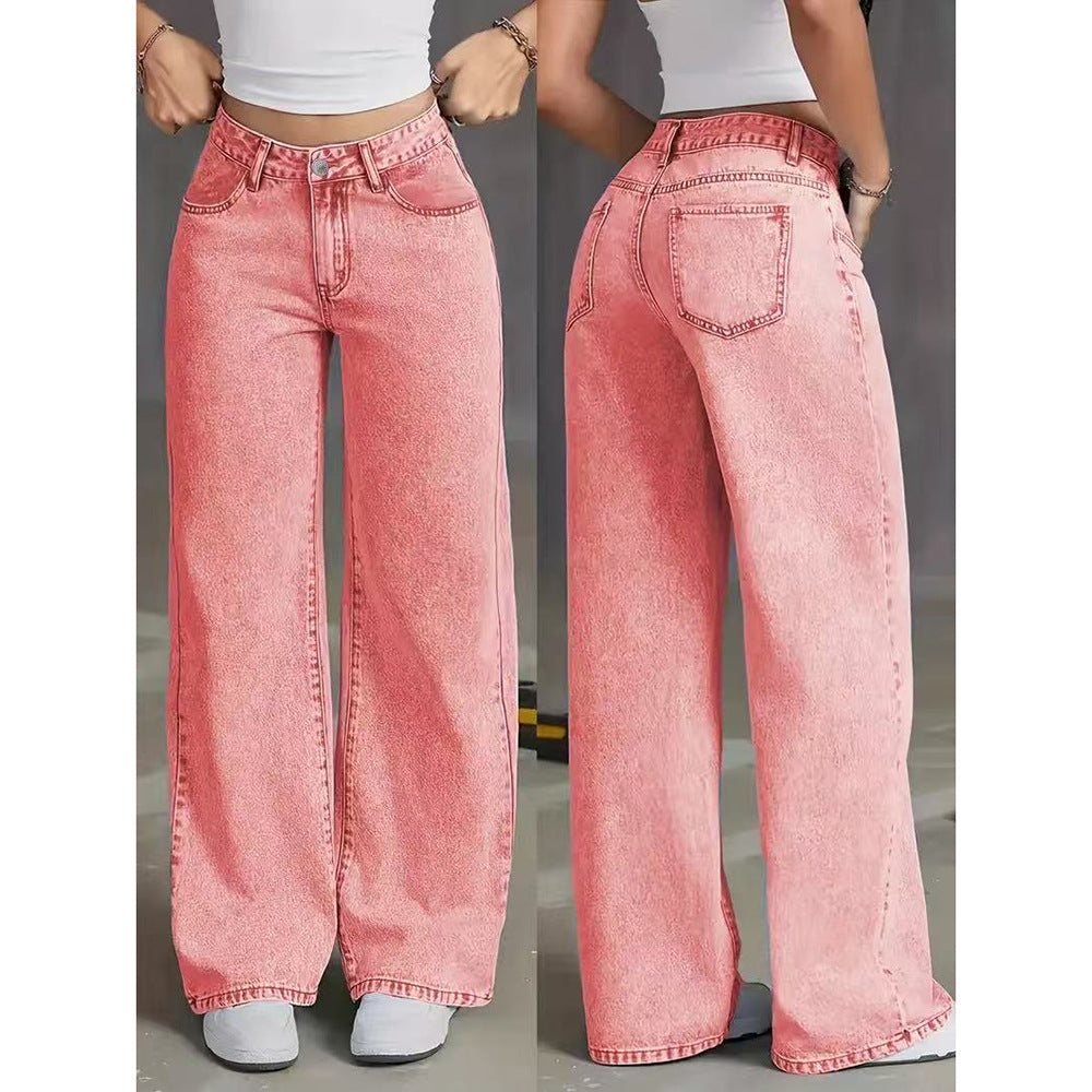 Casual Loose Straight Leg Denim Pants Women Summer Fashion Trendy Long Trousers