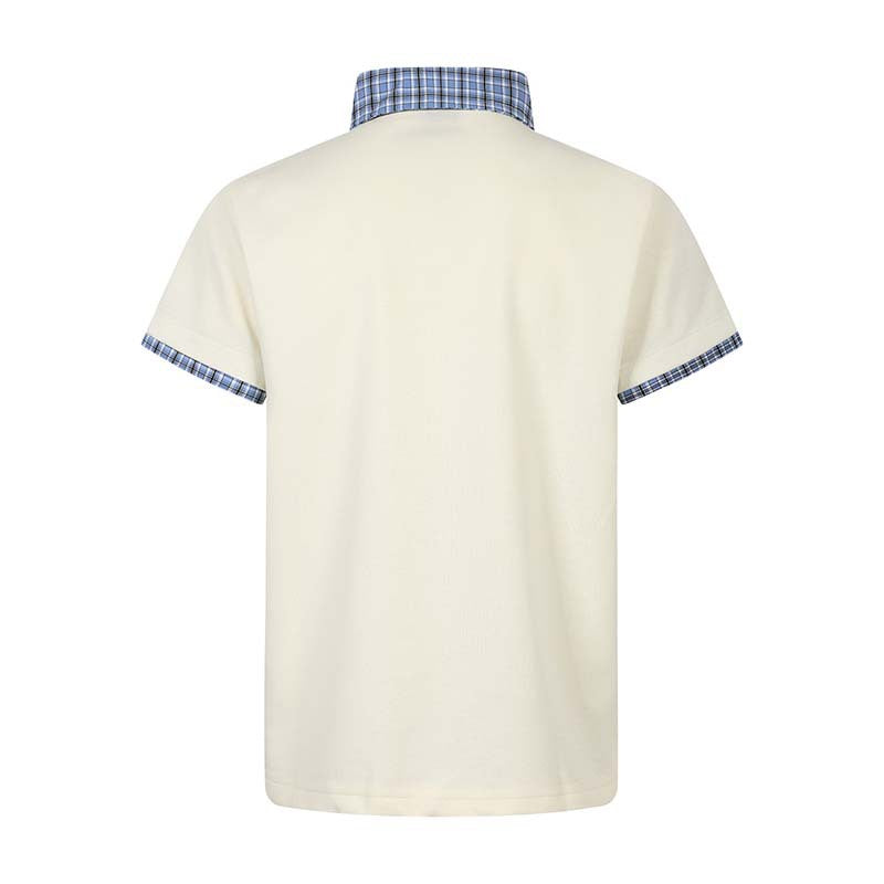 Fake two checkered short sleeved polo shirts