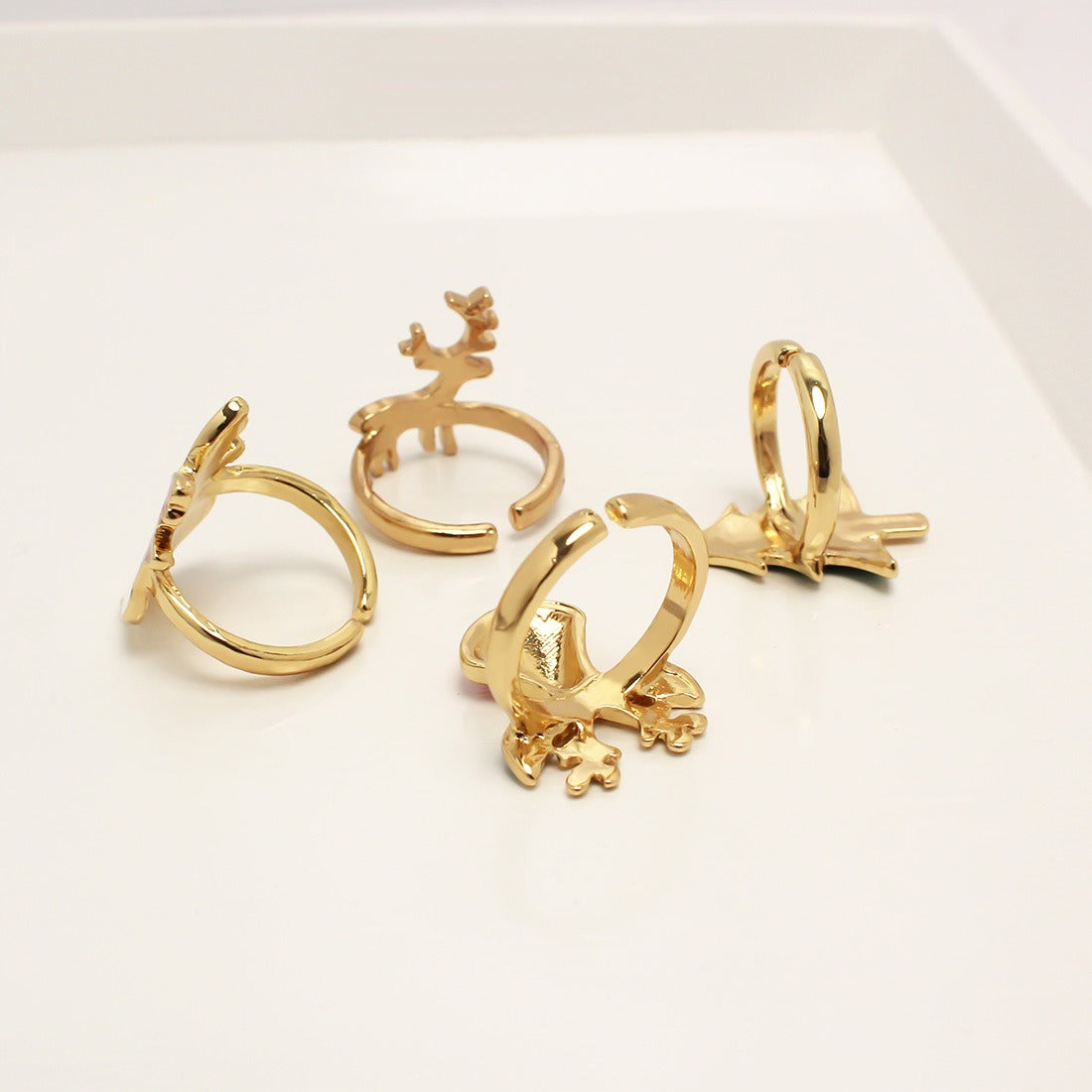 Cute Santa Claus Christmas tree multi style cartoon rings