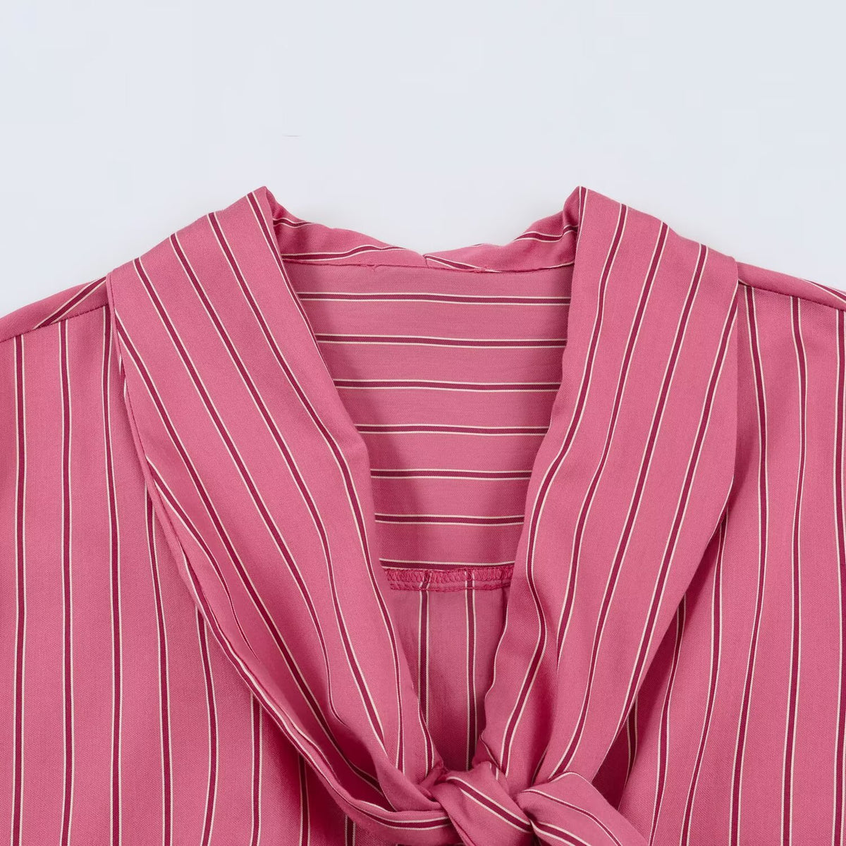 Scarf embellished striped shirt