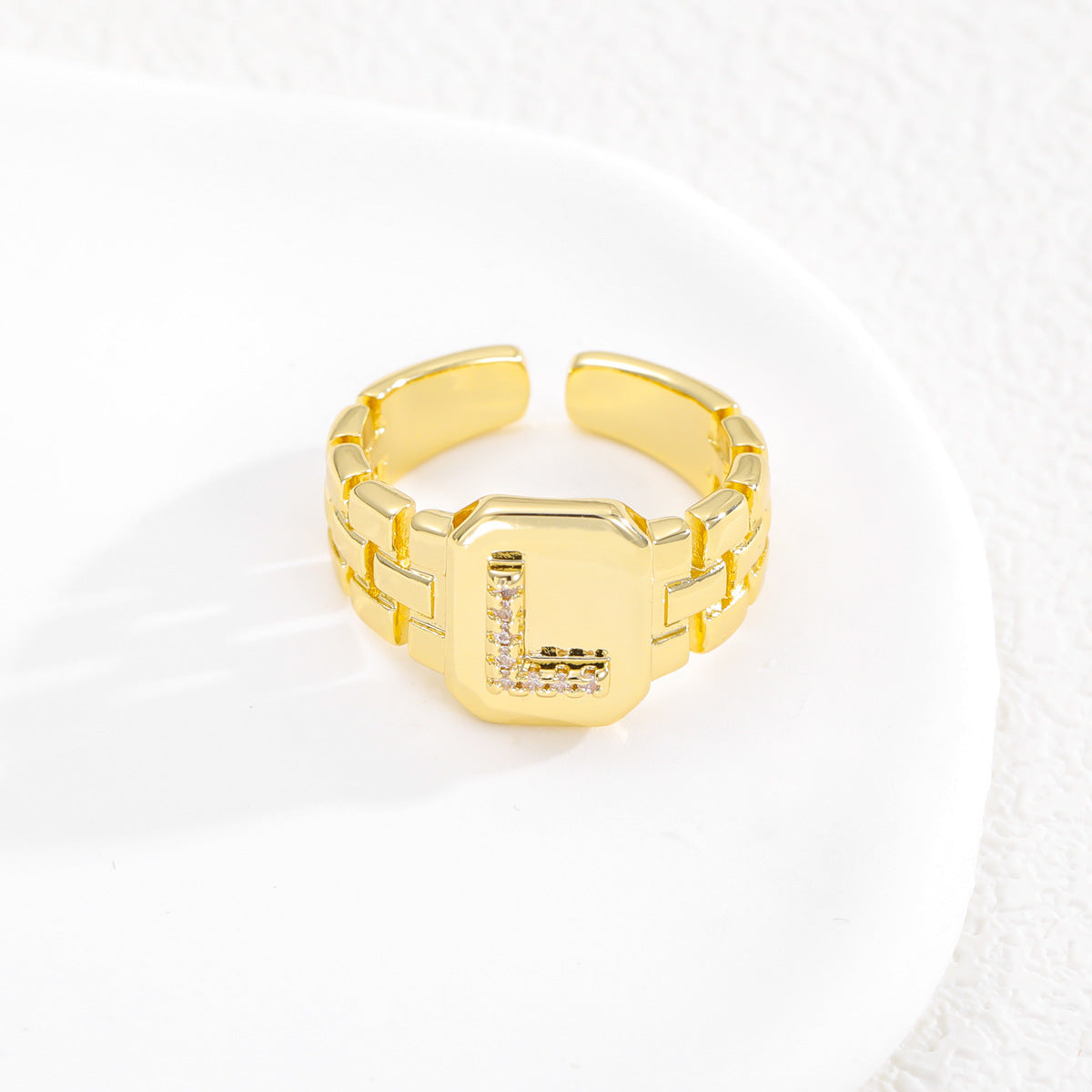European and American ring letter series jewelry strap design letter opening ring