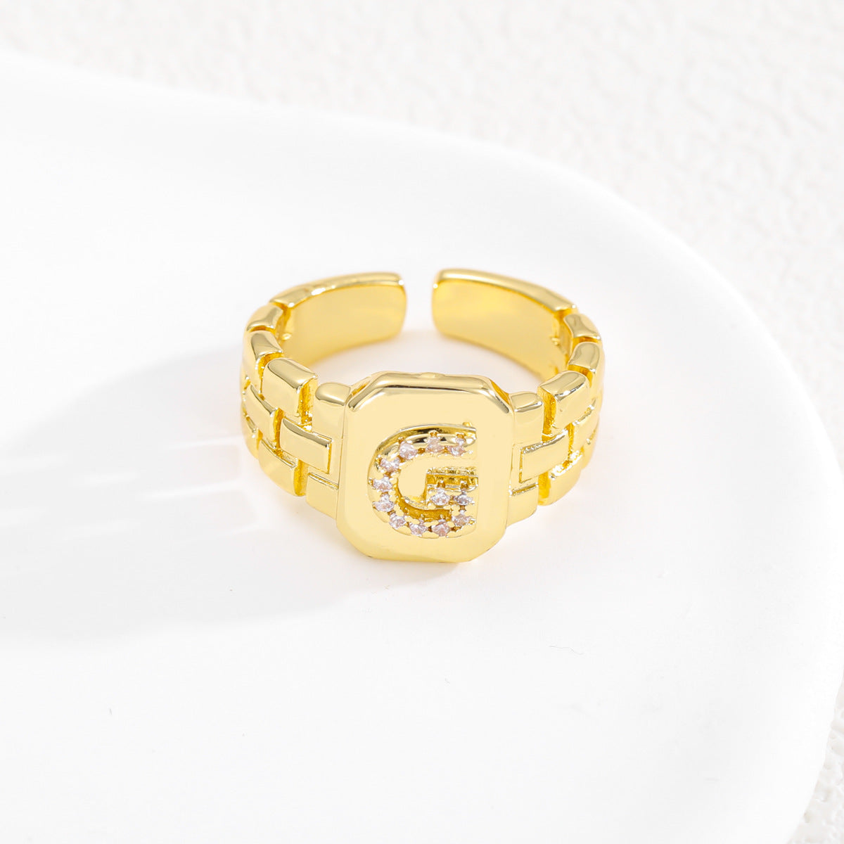 European and American ring letter series jewelry strap design letter opening ring