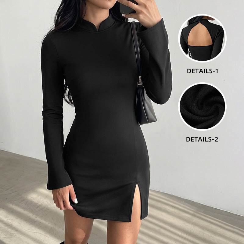 Wome's Long Sleeved Slit Dress