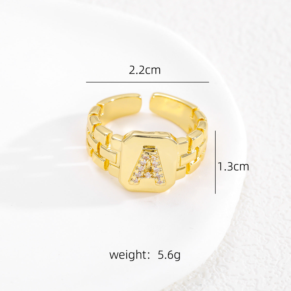 European and American ring letter series jewelry strap design letter opening ring