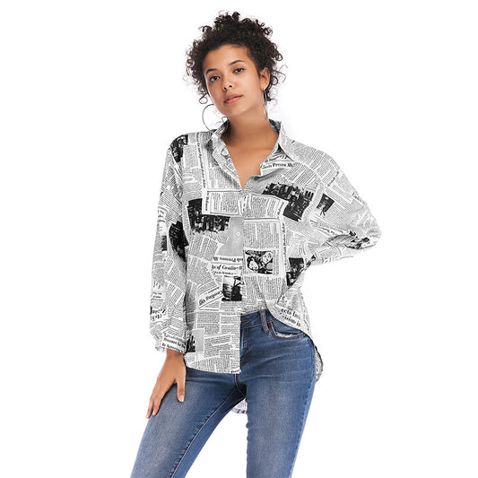 Newspaper Letter Print Top Girls New Shirts