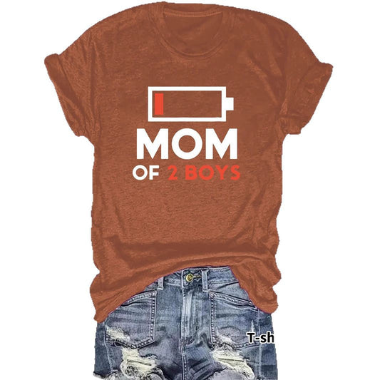 Two boys' mothers wearing t-shirts