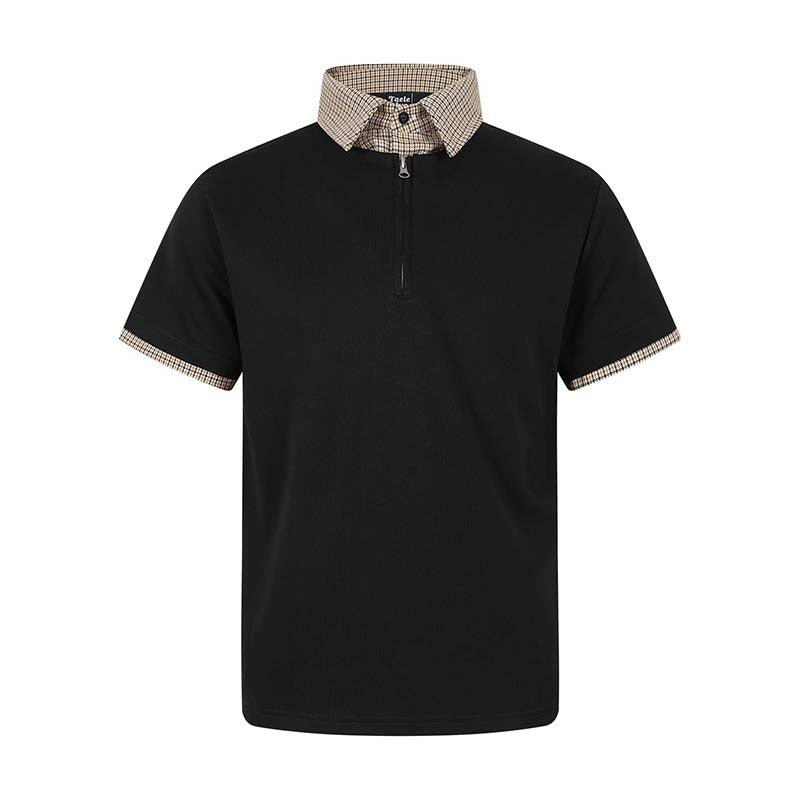 Fake two checkered short sleeved polo shirts