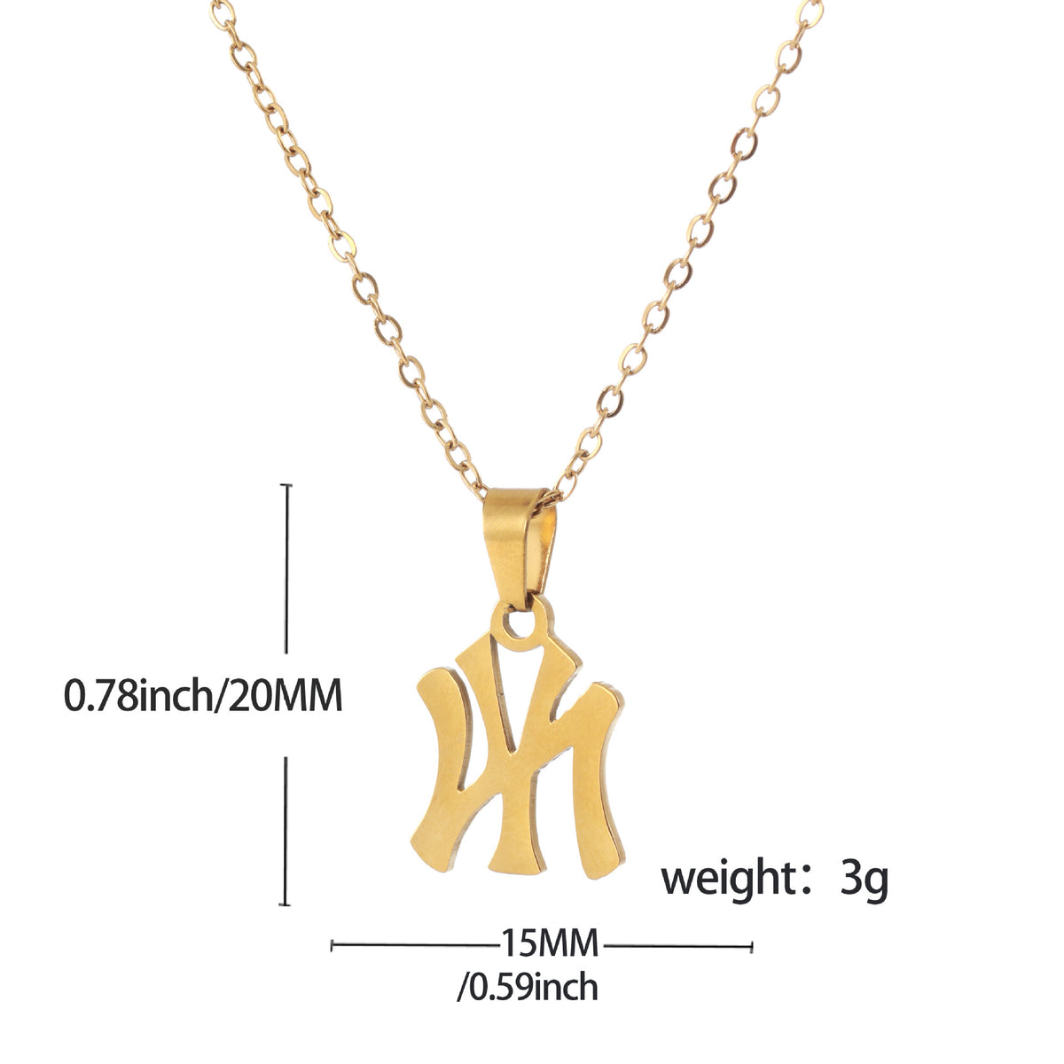 Street Style Rustproof Stainless Steel Symbol Letter Pendant Necklace