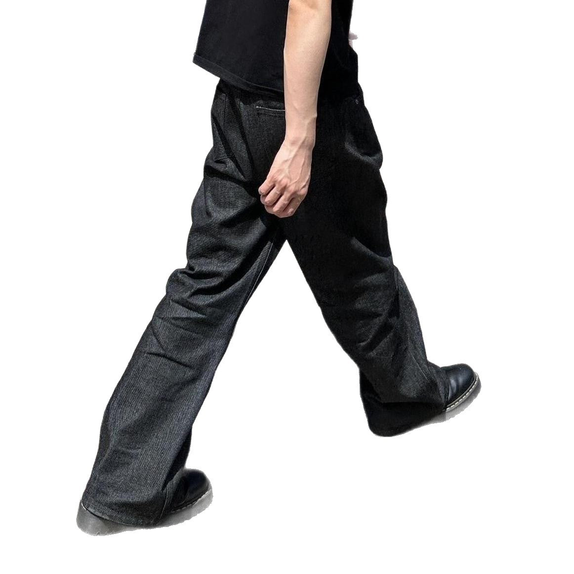 Streetwear Cleanfit Vintage Five-Button Denim Pants Men's Loose Wide-Leg High-Street Straight Leg Long Trousers Trendy