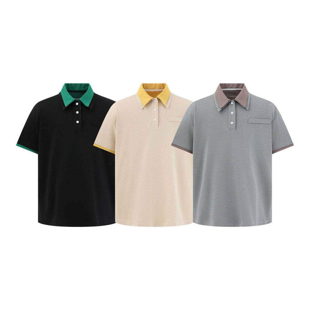 Two Color Contrast Men's Polo Shirt
