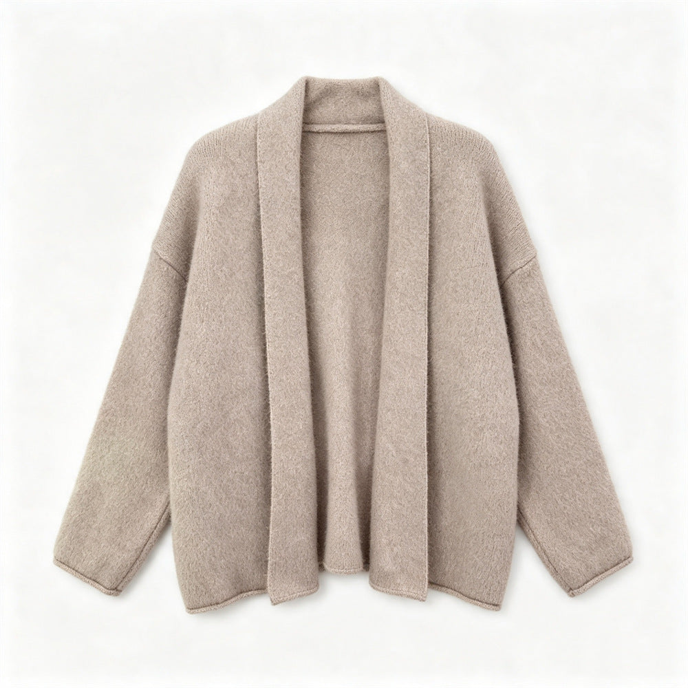Loose Buttonless Solid Color Casual Sweater
