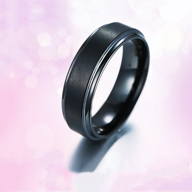 Simple Glossy Retro Black Cold Style Personality Tungsten Steel Ring Electroplating Tungsten Gold Thin Tail Ring Holiday Gift
