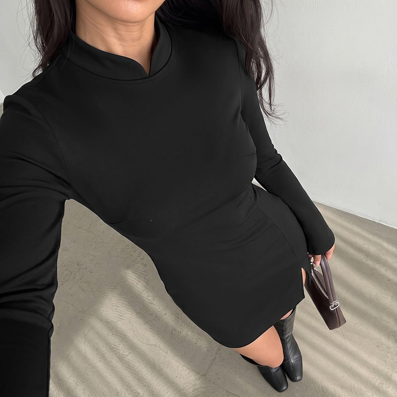 Wome's Long Sleeved Slit Dress
