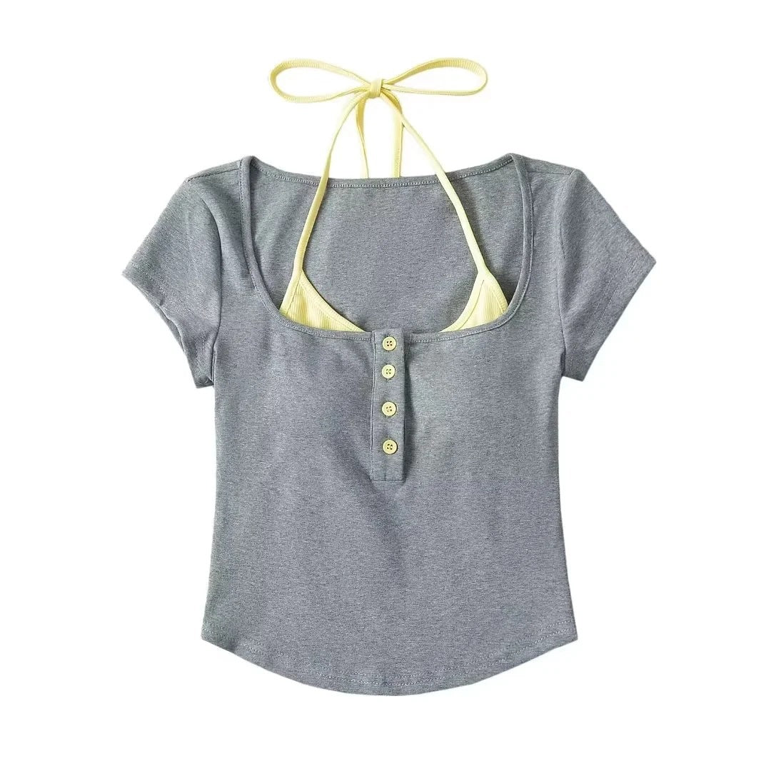 Fake two short sleeved T-shirts