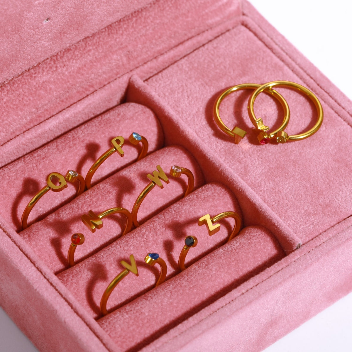 26-letter open ring three-dimensional letter love open ring stainless steel adjustable