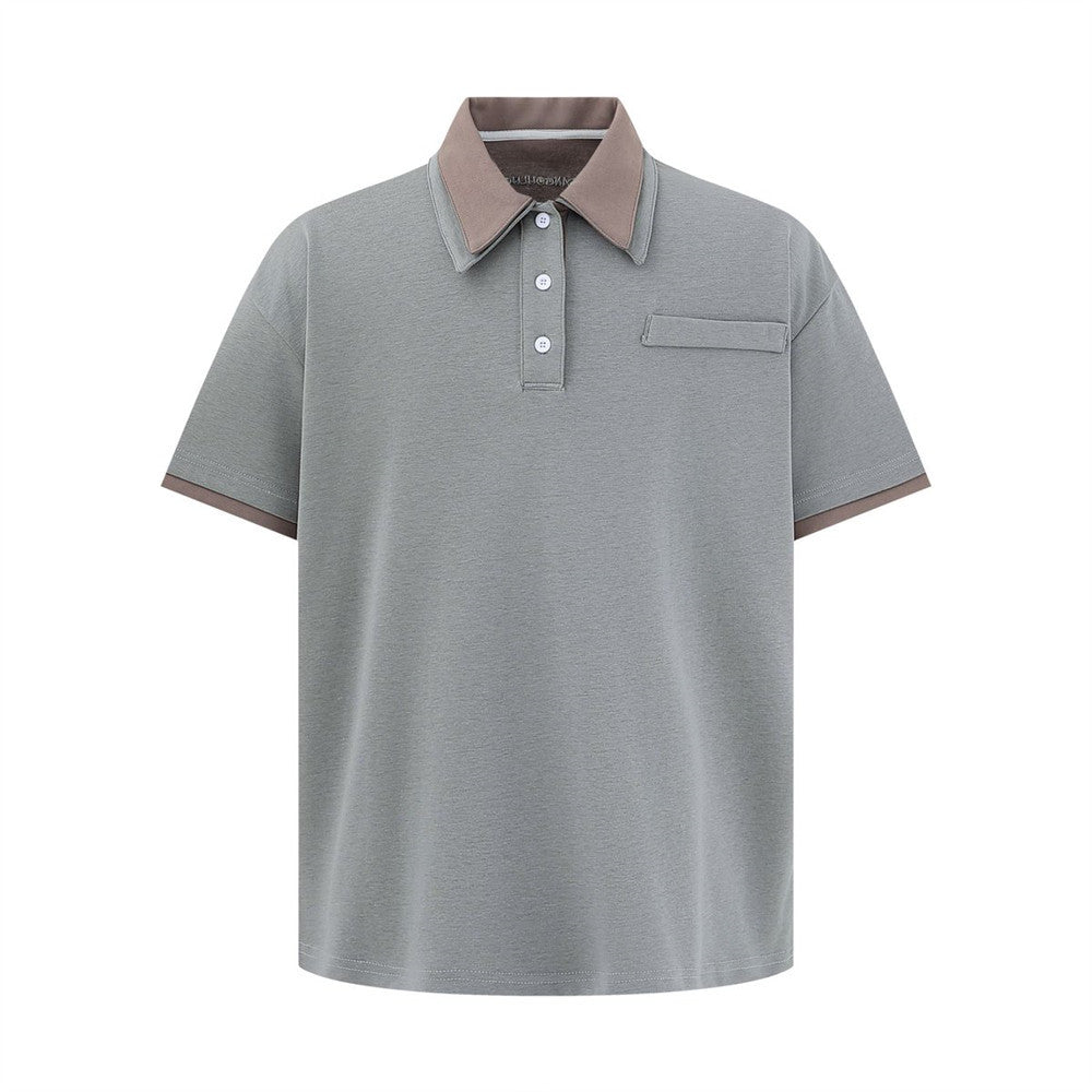 Two Color Contrast Men's Polo Shirt