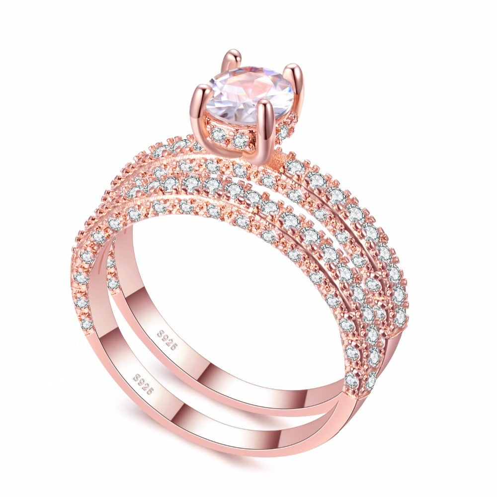 High quality Rose Gold White gold Women Fashion AAAA Cubic Zirconia Wedding Engagement ring