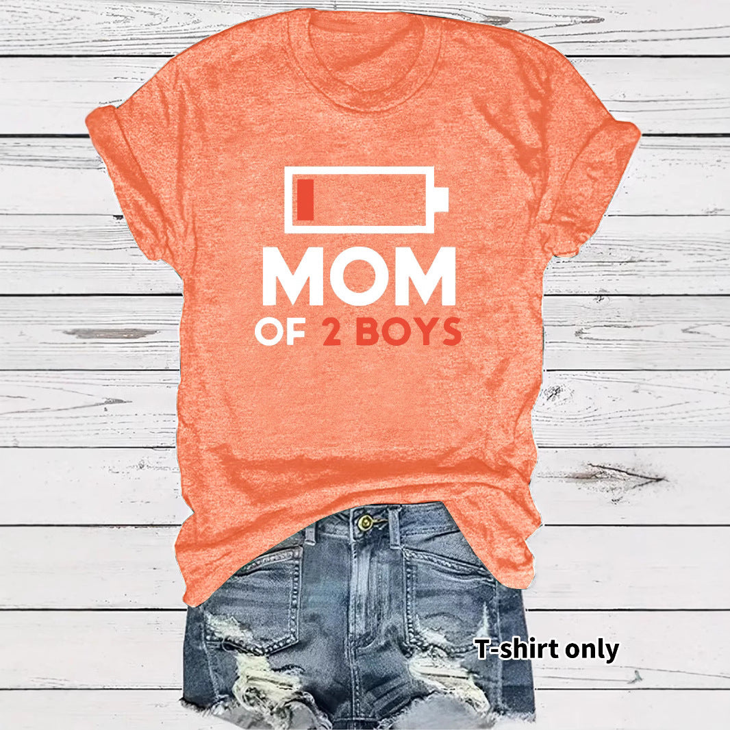 Two boys' mothers wearing t-shirts