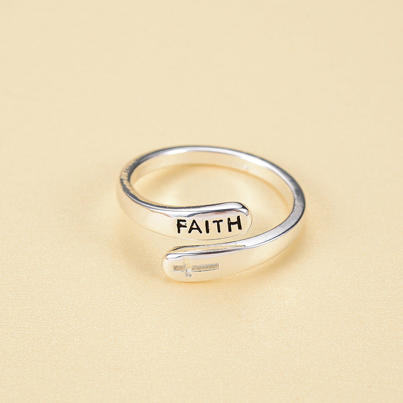 Korean Style Fashion Trend Letter Lettering Simple Elegant Charm Temperament Small Exquisite High Quality S925 Silver Ring