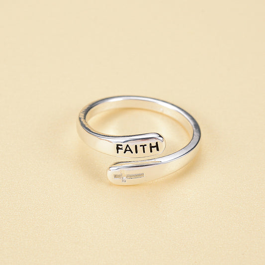 Korean Style Fashion Trend Letter Lettering Simple Elegant Charm Temperament Small Exquisite High Quality S925 Silver Ring