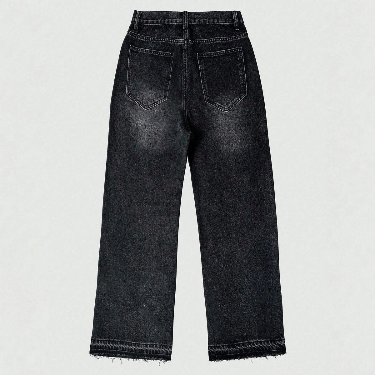 Cotton Casual Pants Men Summer Vintage Washed Denim Jeans Fashion Retro Design Black Relaxed Fit Pants