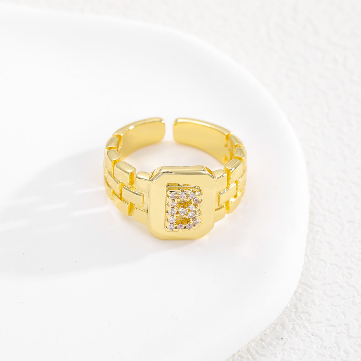European and American ring letter series jewelry strap design letter opening ring