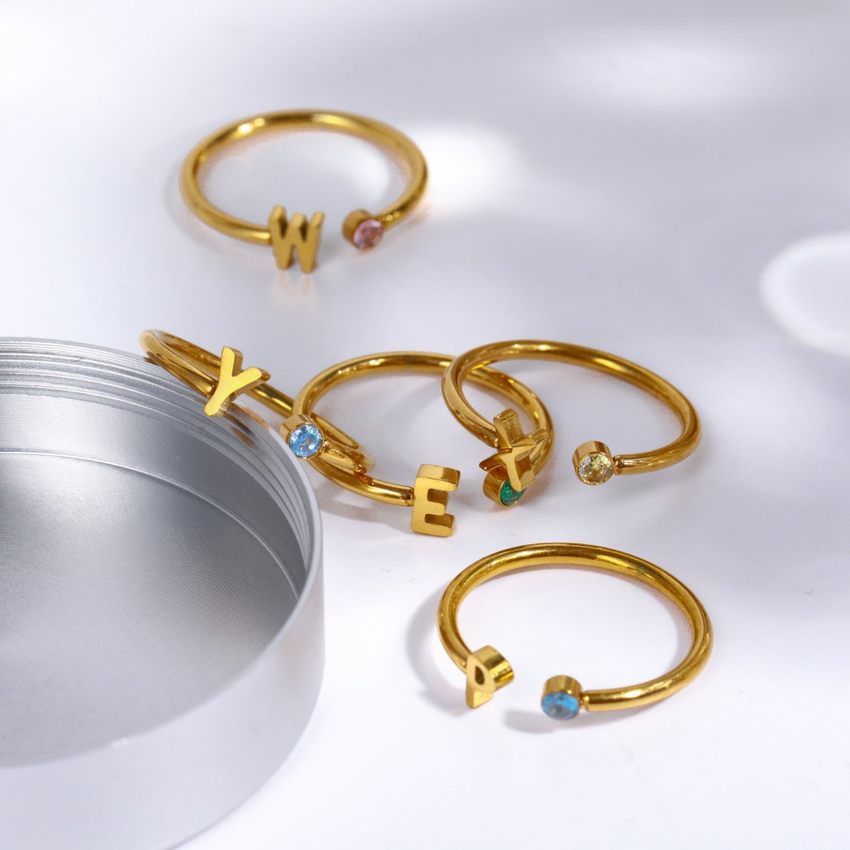 26-letter open ring three-dimensional letter love open ring stainless steel adjustable