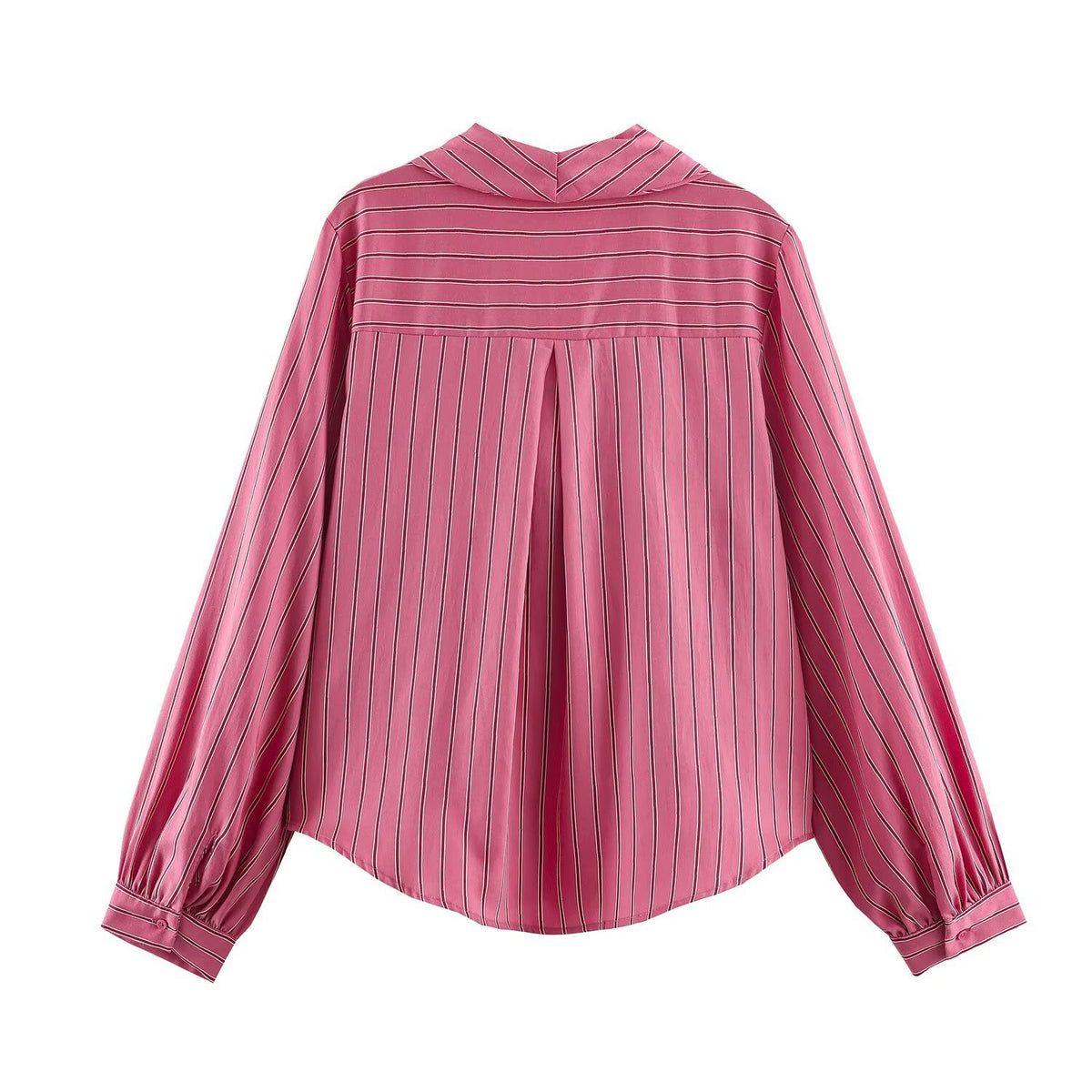 Scarf embellished striped shirt