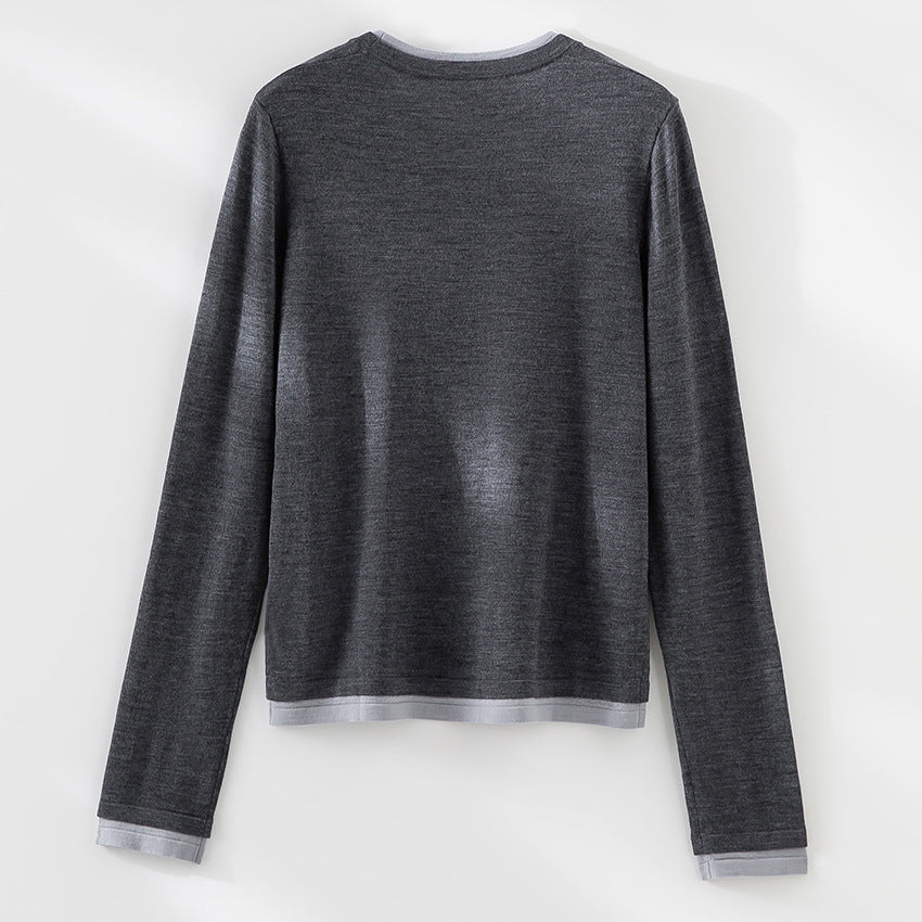Color blocking round neck slim fit top