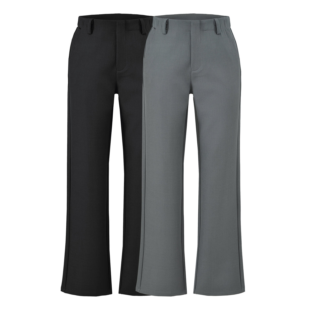 Women's Gray Black High Rise Straight Leg Suit Pants Casual Office Slimming Drapey Trousers