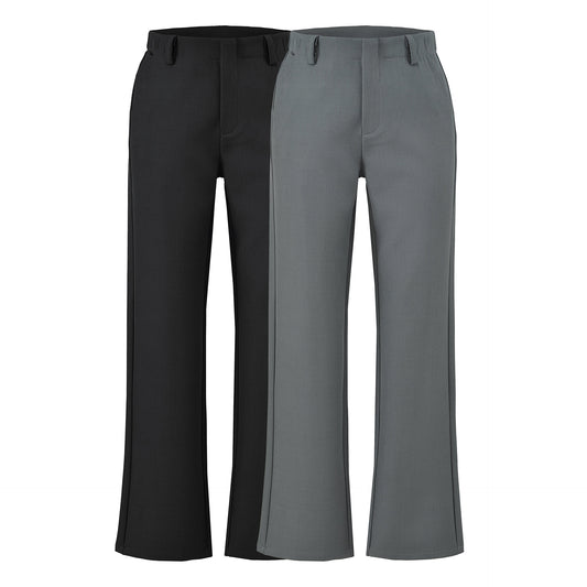 Women's Gray Black High Rise Straight Leg Suit Pants Casual Office Slimming Drapey Trousers