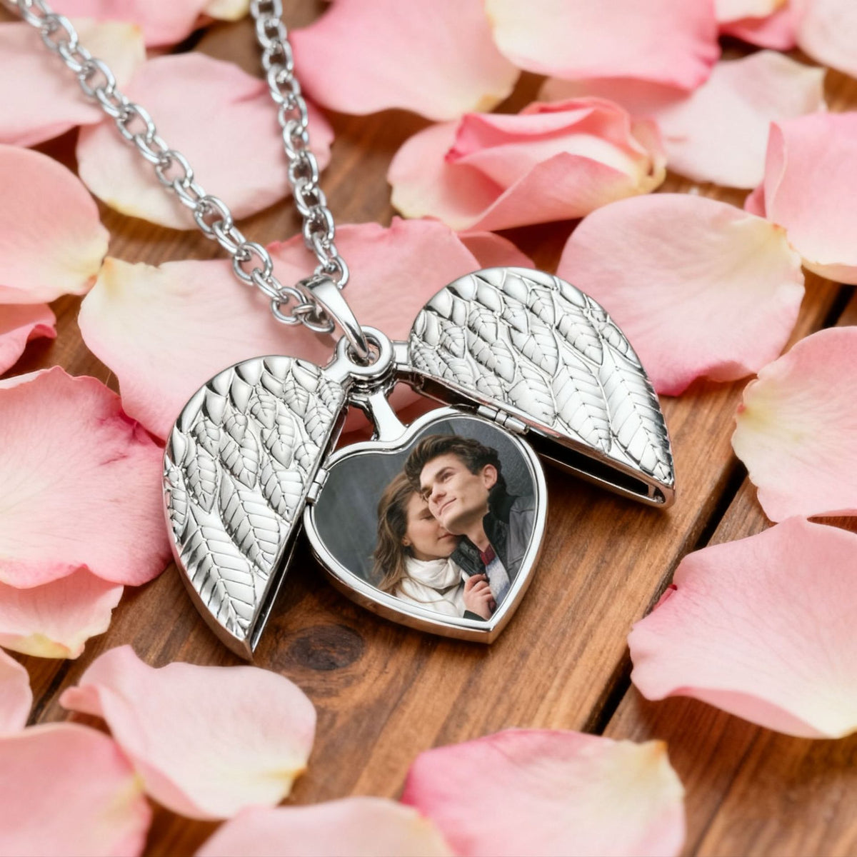 Custom-Made, Ships in 1-2 Days Angel Wings Love Heat Transfer Printing Necklace