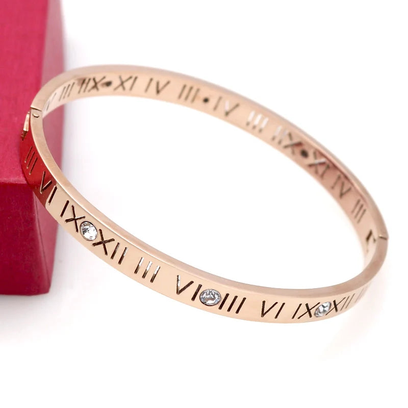 New Classic Design High Quality 4mm And 6mm Zircon Roman Numerals Bracelets & Bangles Women Fashion Jewelry Bangles Wholesale
